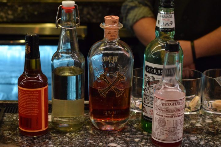 an empty bottle on a table