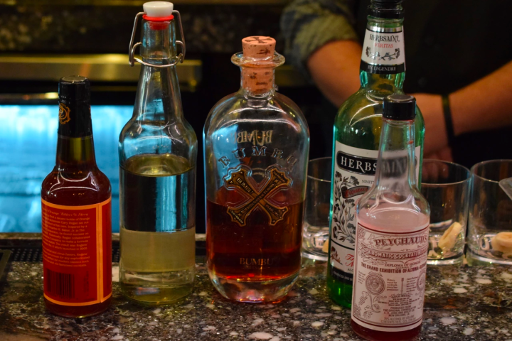 an empty bottle on a table