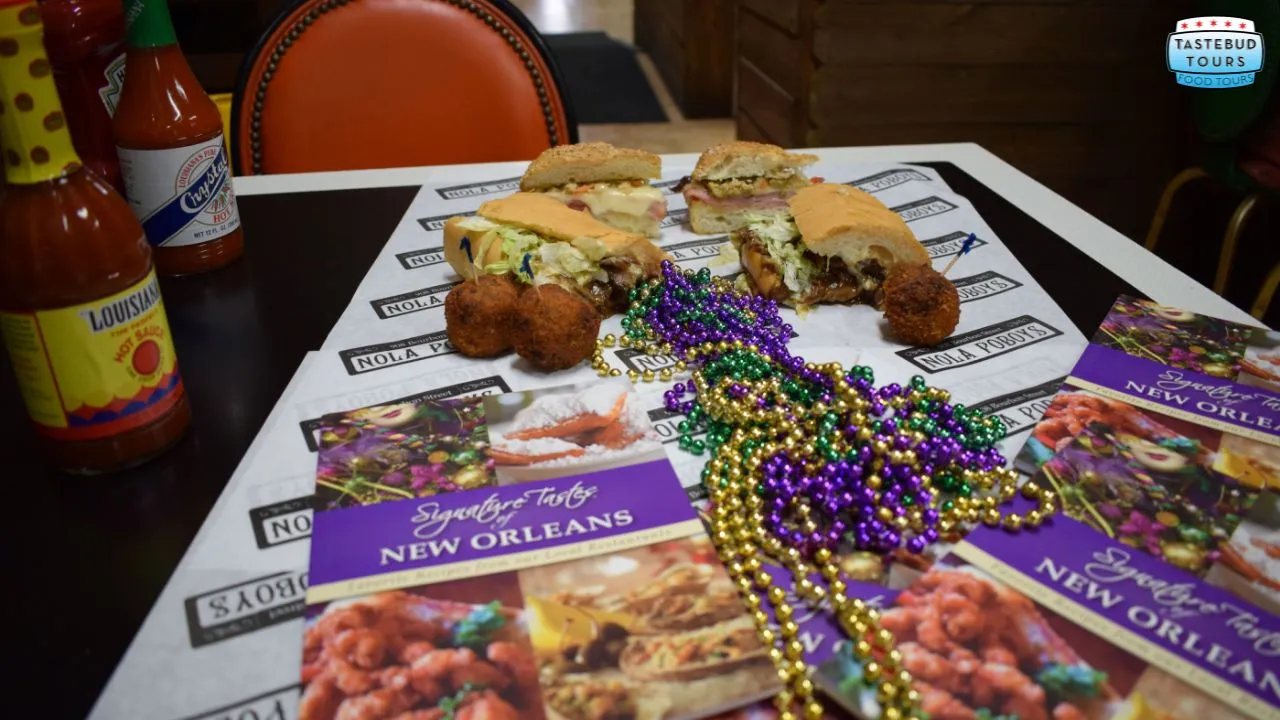 french-quarter-food-tour-new-orleans food on a table