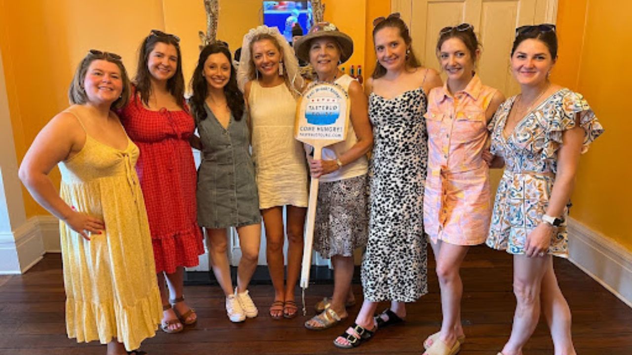 A bride with her friends- celebrating bachelorette weekend in New Orleans.