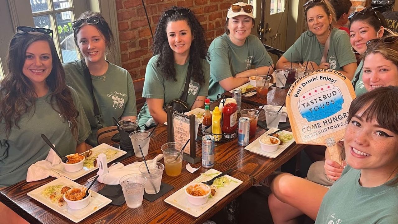 A team brunch scene in the French Quarter, New Orleans. 
