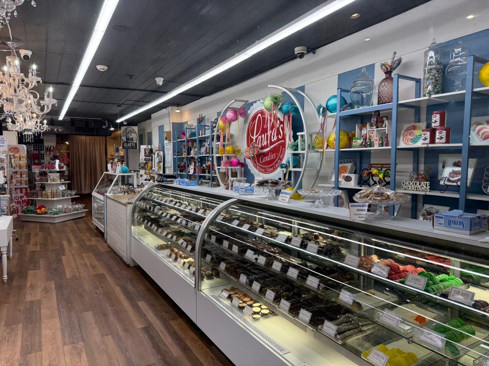 Display of handmade pralines and traditional New Orleans sweets.