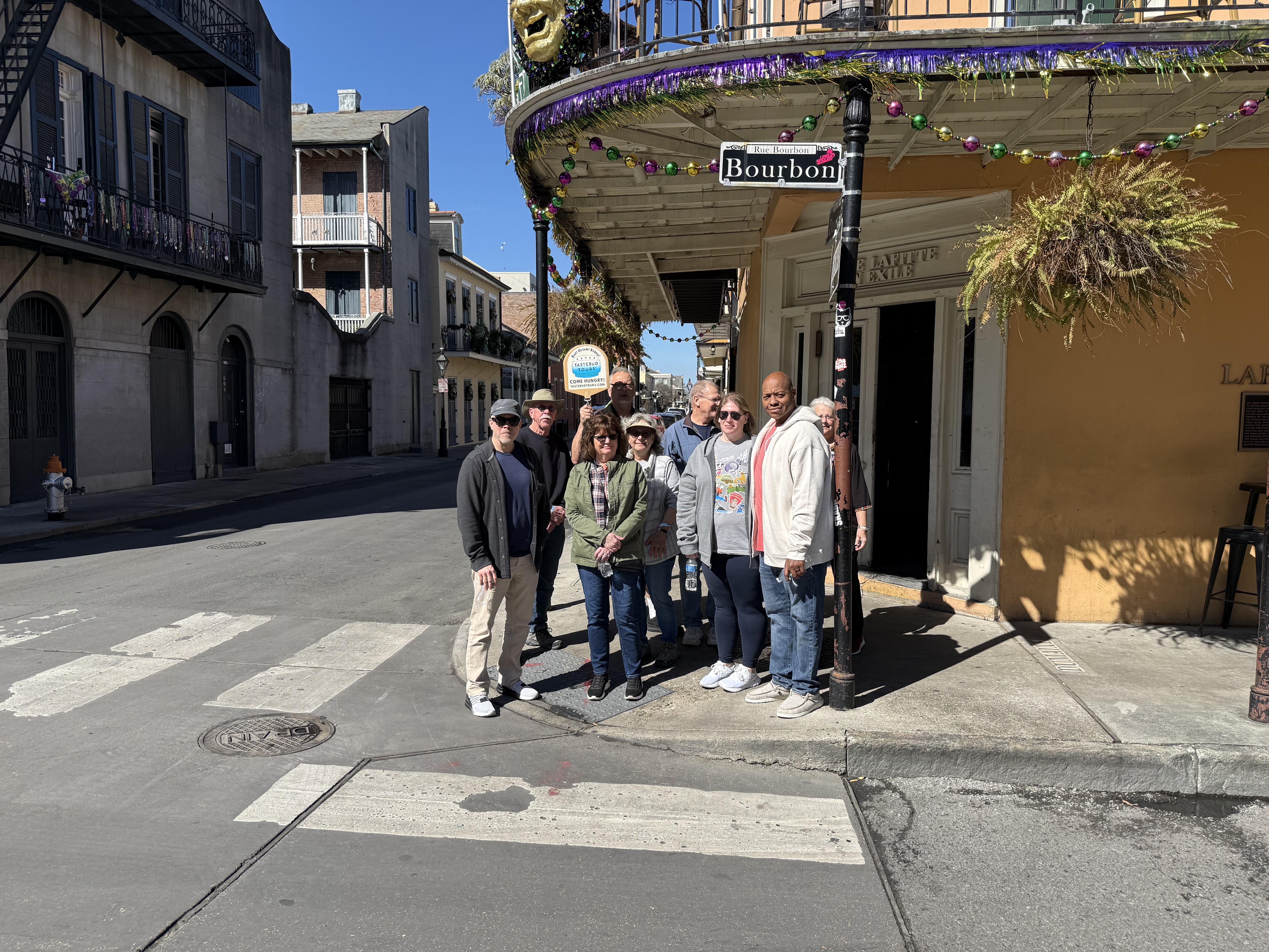 A group on a food tour at Bourbon Street New Orleans.