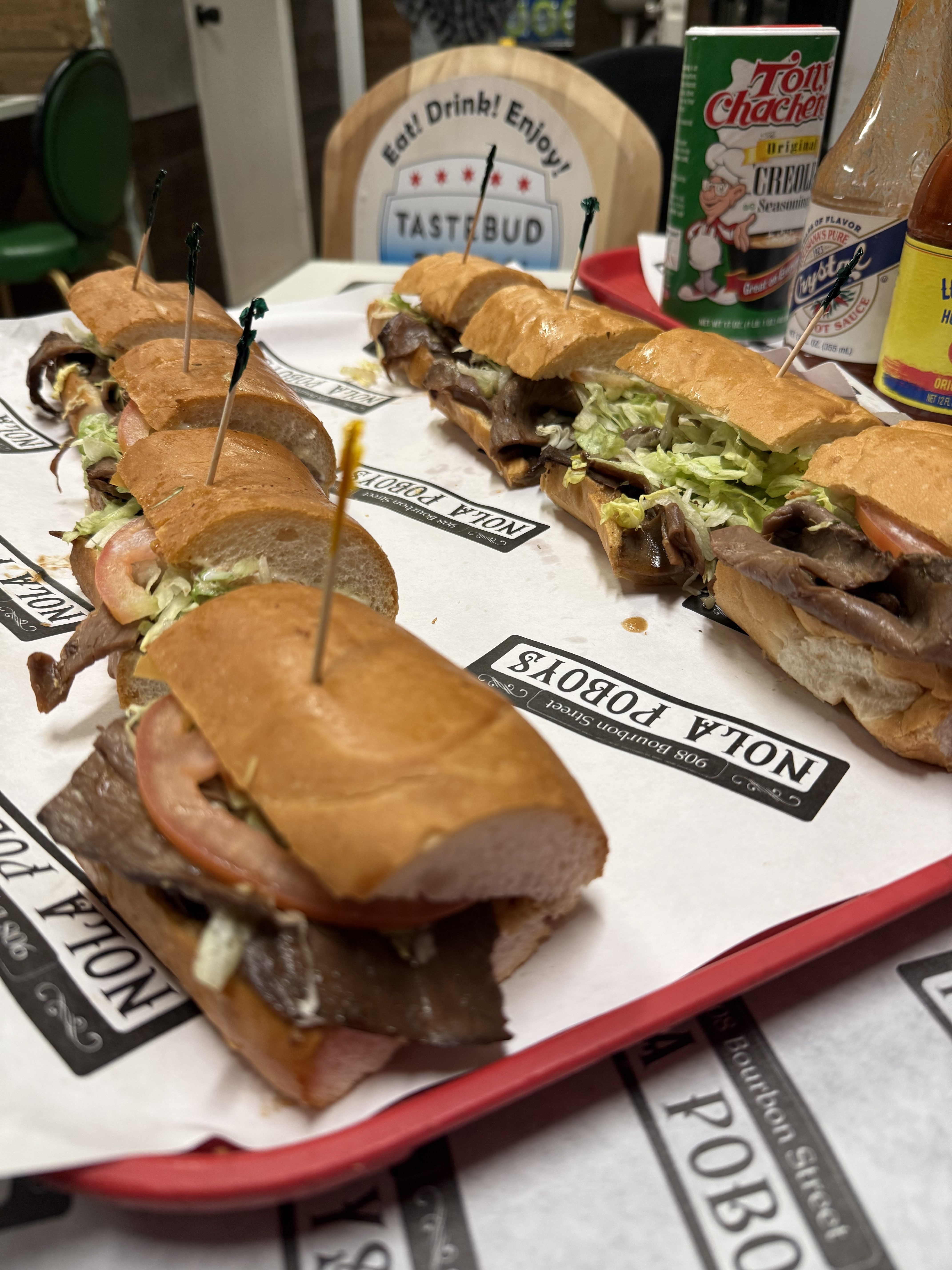 Freshly prepared Po’boys at a New Orleans restaurant.